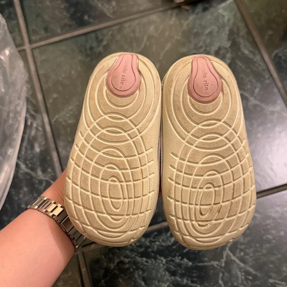 Stride Rite Cream Mary Jane Shoes with Bow Accent